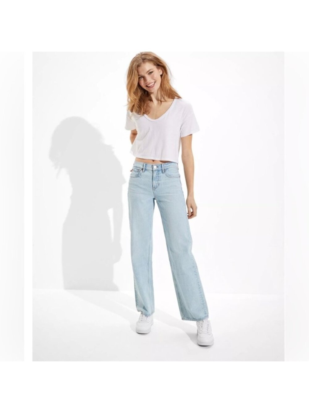 American Eagle 90s Wide Leg Jeans Woman 16 Light Wash Streetwear Retro Comfrot
